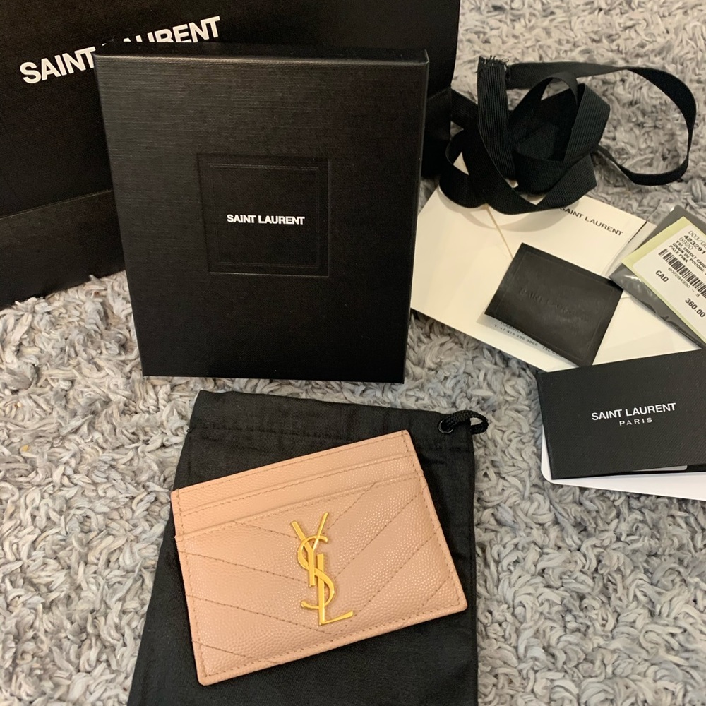 YSL Saint Laurent Monogram Cardholder - Pale Pink
